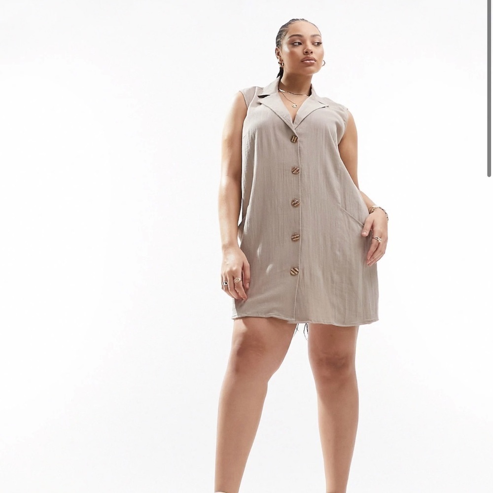 NWT ASOS DESIGN Curve vest mini dress in taupe - Size 4X